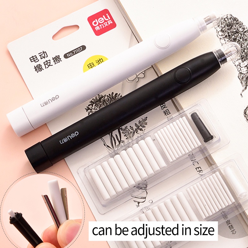 Cục Tẩy Điện Deli Đa Năng Có Thể Điều Chỉnh Kích Thước Đánh Bóng Tranh Vẽtẩy Nhau Gồm 20 Lõi Tẩy Thay Thế Nhiều Màu Lựa Chọn