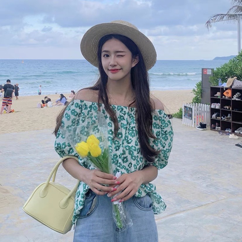 Áo thô hoa trễ vai hoặc 2 kiểu siêu xinh Ulzzang style  Hàng quảng Châu