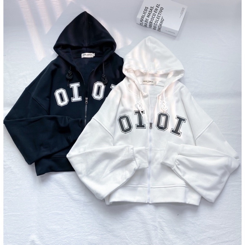 Áo Khoác Form Rộng Hoodie Crop OI OI Vải Nỉ Bông - 84unisex