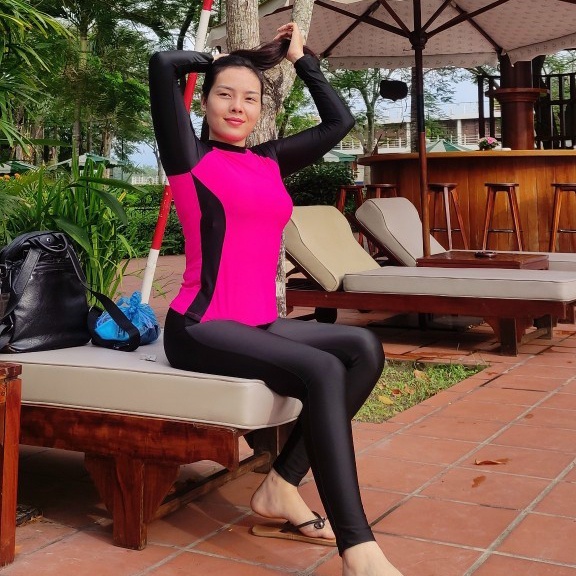 Đồ bơi nữ kín đáo bikini 2 mảnh quần dài tay dài dành cho học sinh thun lạnh DBN011