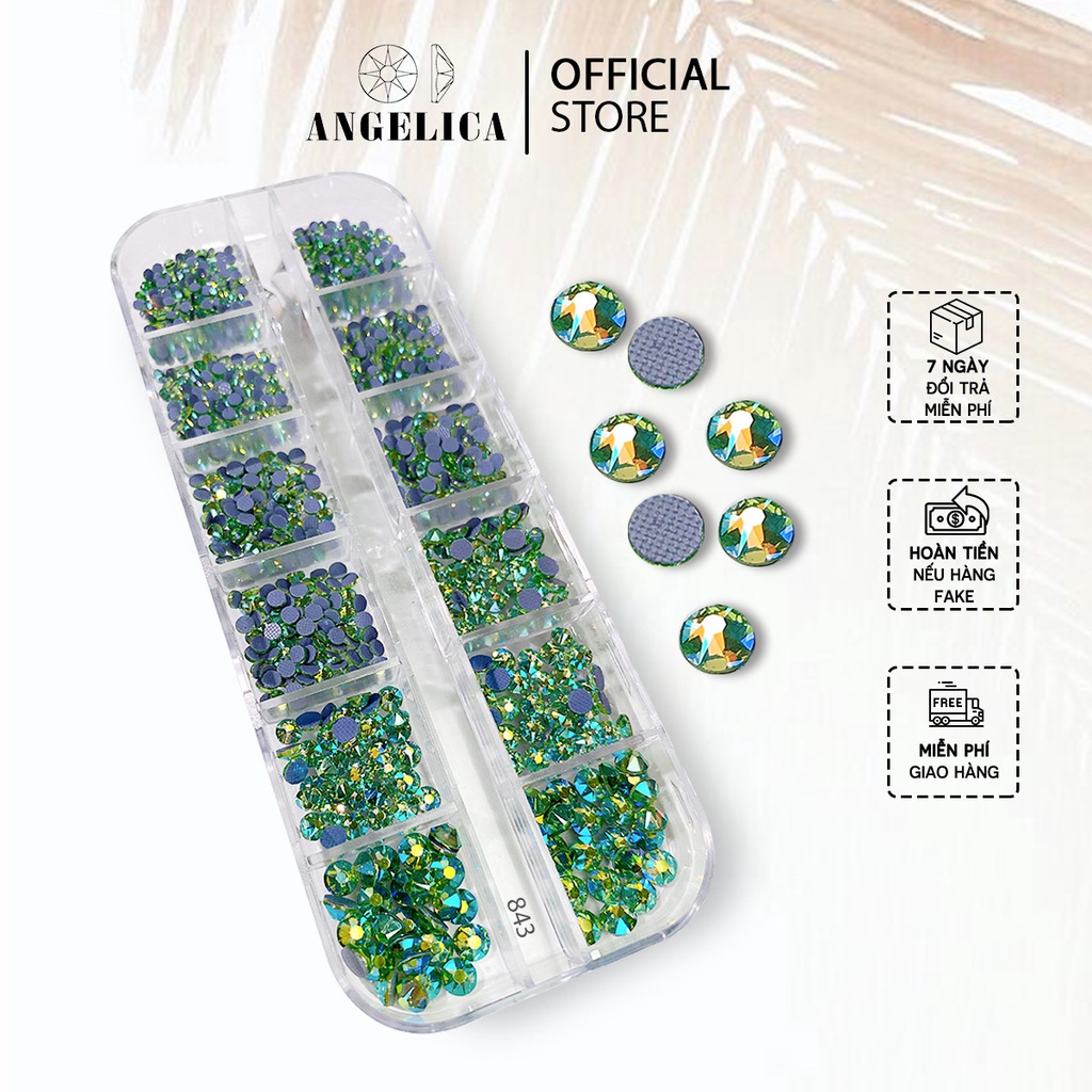 Đá Nail Chân Lưới 16 Khía Peridot AB Đính Trang Trí Móng ANGELICA 843