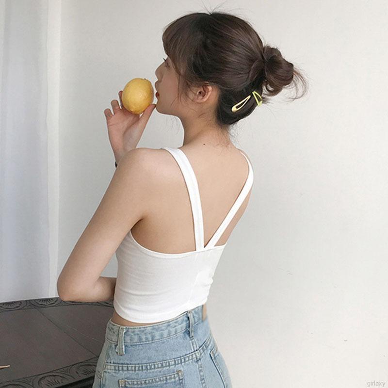 Áo hai dây ôm dáng màu trơn hở lưng quyến rũ thời trang cho nữ