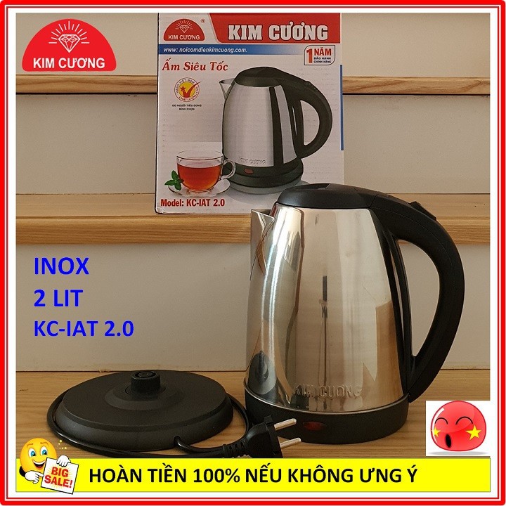 Ấm đun siêu tốc inox Hiệu kim Cương