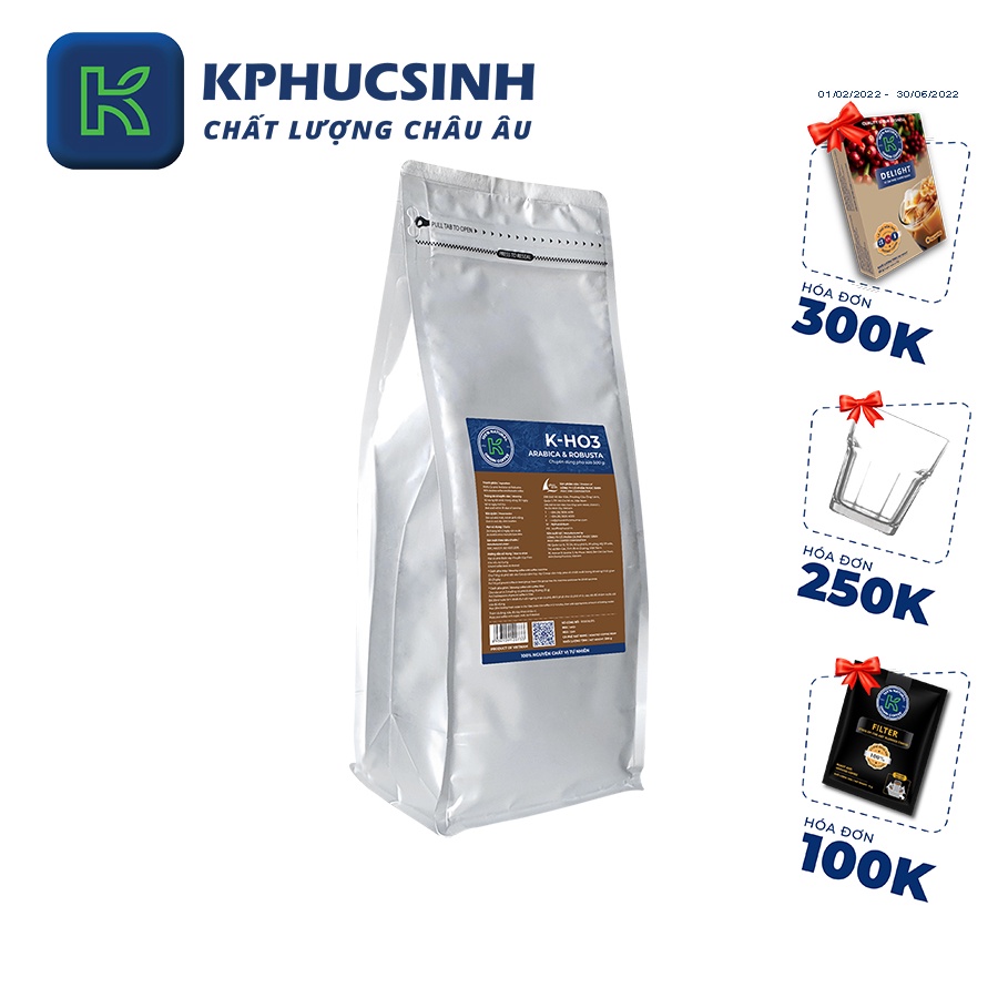 Combo 2 túi cà phê rang xay xuất khẩu K-HO3 500g KPHUCSINH - Hàng Chính Hãng