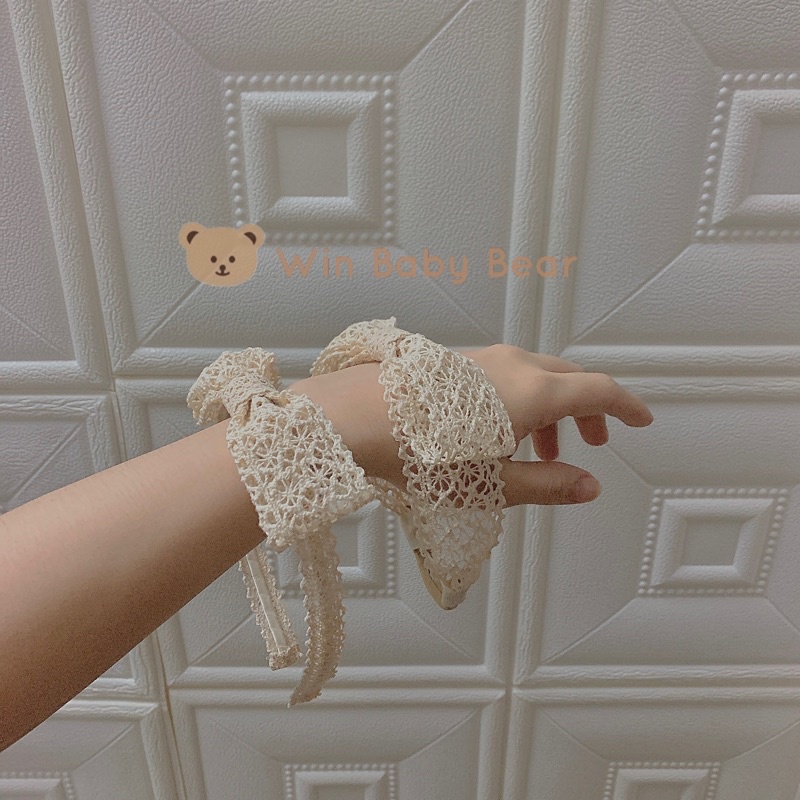 Turban/ Bờm ren màu beige hàn quốc cho bé