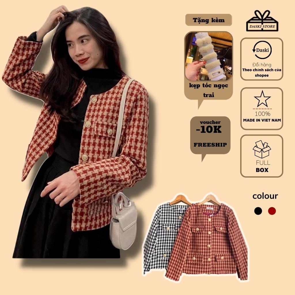 Áo Khoác Dạ TWEED - Áo khoác 2 lớp kẻ ô vuông Daski