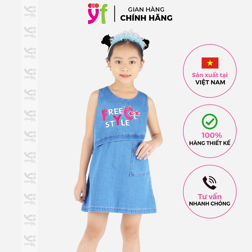Đầm Suông Cho Bé Thêu Free Style sát nách, Hiệu YF YDX006-1