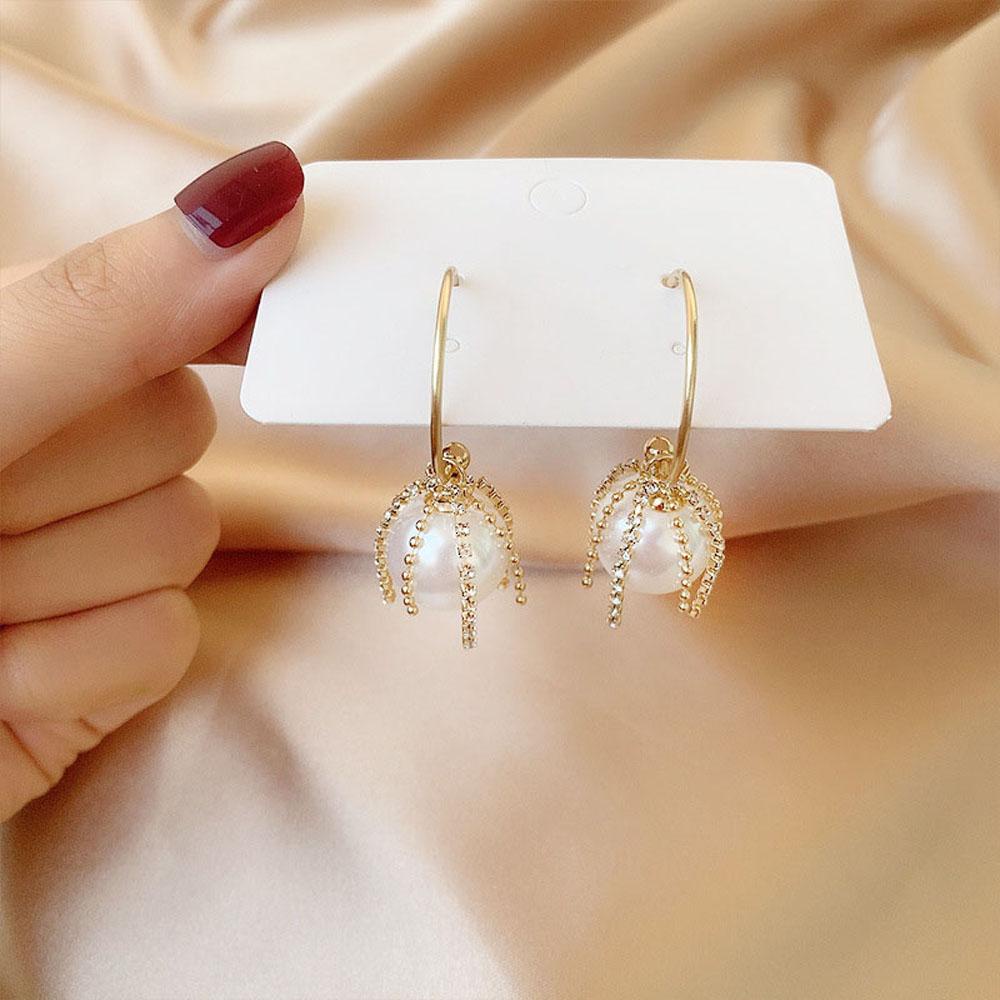 JARRED Khuyên Tai Dáng Dài Đính Đá Pha Lê Tròn Thời Trang Dự Tiệc Cưới