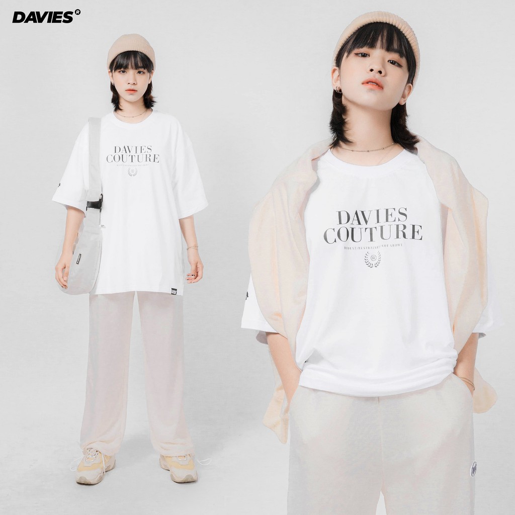 DAVIES - Áo phông nam form rộng tay lỡ màu trắng Couture - Áo thun basic tee | WebRaoVat - webraovat.net.vn