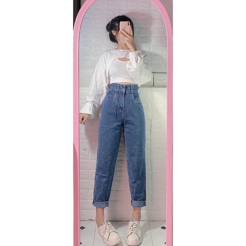 Set Baggy jeans 2 nút + set 2 món cutout