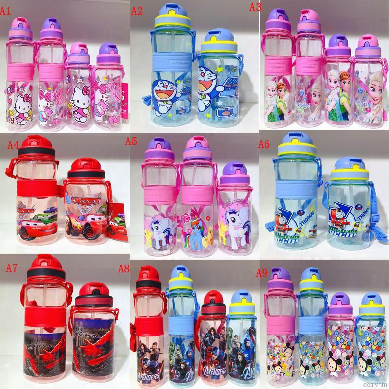 Bình Nước Chống Tràn Dung Tích 350/500Ml Họa Tiết Hoạt Hình Dễ Thương Dành Cho Bé
