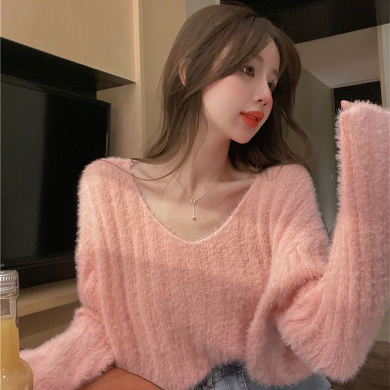 Áo Sweater Dệt Kim Chui Đầu Màu Hồng Phong Cách Thời Trang Mùa Thu Hàng Mới