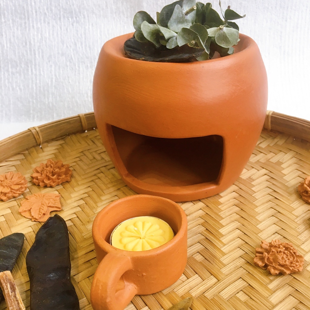 [bếp xông kèm 1 ly nến bất kỳ] Bếp xông terra cotta thảo mộc greenfarms chút chill thư giãn tại nhà
