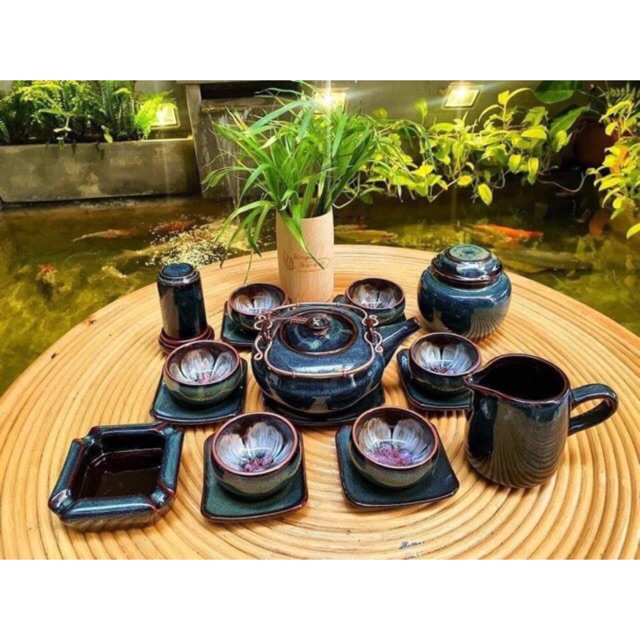 Bộ ấm chén HOA NỞ TRONG CHÉN nghệ nhân TÔ THANH SƠN Bát Tràng - Bộ ấm chén đẹp