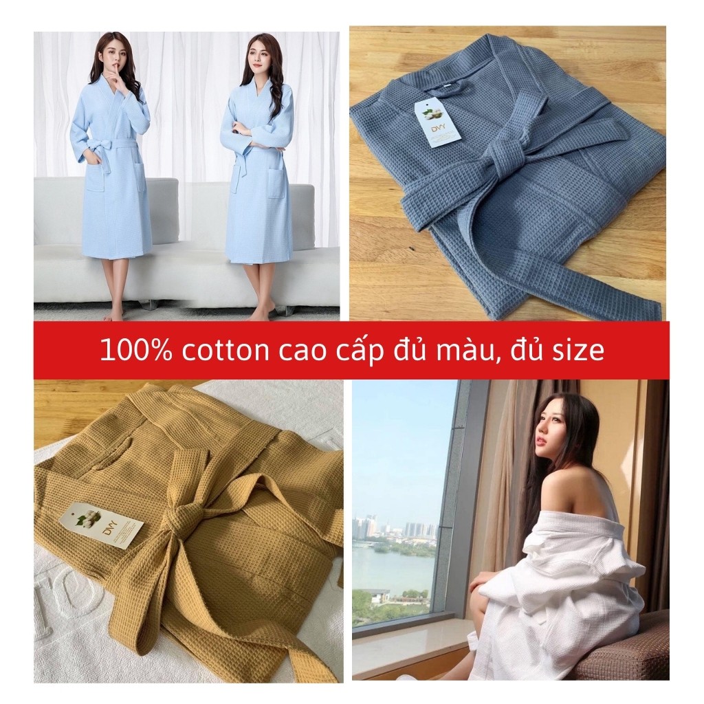 [Có video] Áo choàng tắm khách sạn nam nữ đủ màu, đủ size, chất cotton tổ ong cao cấp