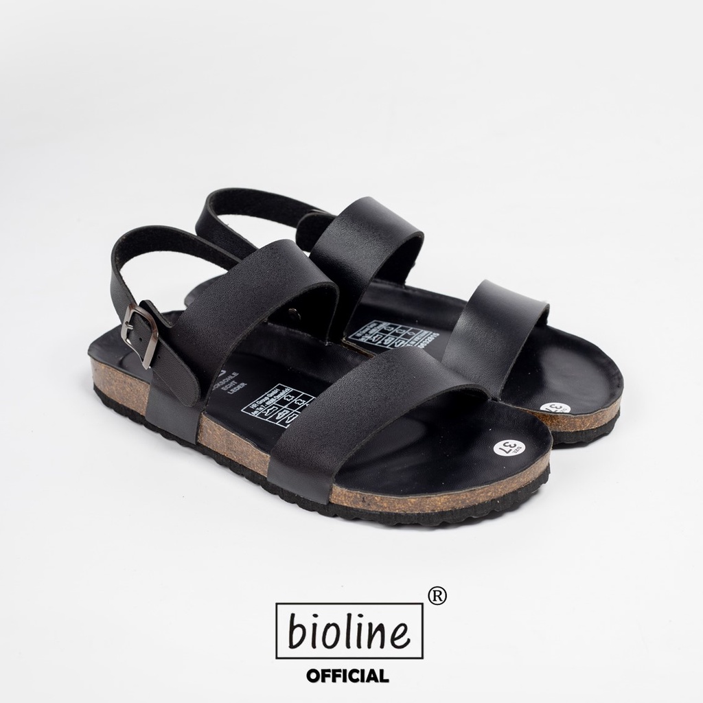 PUK15 - Sandal Đế Trấu BIOLINE Official Quai Da Pu Hai Quai Ngang Lót Pu Kem Chống Nước