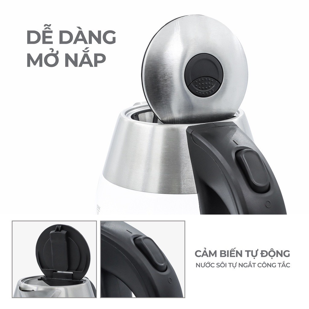 Ấm siêu tốc thủy tinh Lebenlang LBWE2626 1,7L công suất 2200W
