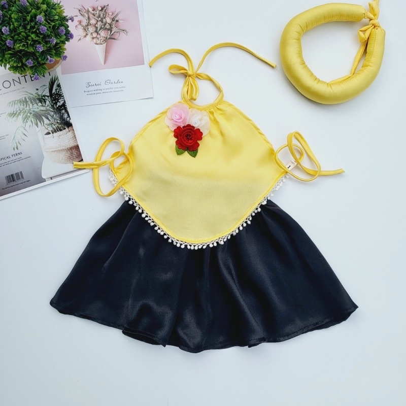 Yếm Đào Kèm Mấn Đính Hoa Xinh Cho Bé Diện Trung Thu Lễ Tết
