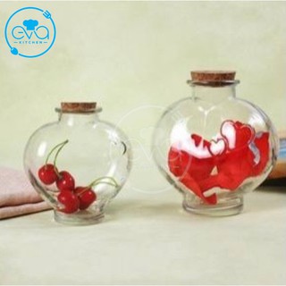 Bộ 2 Bình Thuỷ Tinh Nắp Nút Bần Kiểu Dáng Trái Tim 600 Ml / Ly Thuỷ Tinh Trái Tim Nút Gỗ 600 Ml M3029