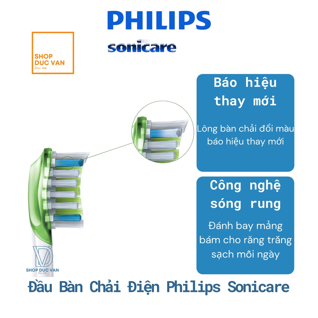 Đầu Bàn Chải Điện Philips Sonicare W3 Premium White Dòng Cao Cấp Làm Răng Trắng Sáng và Sạch Mảng Bám Chân Răng