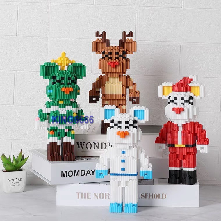 Đồ chơi le go Gấu Bearbrick 19cm noel  xizai xếp hình lắp ráp mô hình nano 3d nanoblocks bear brick
