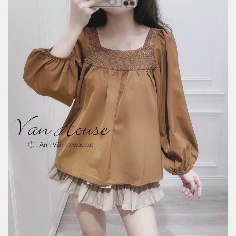 Áo cổ vuông form babydoll siêu xinh cho các nàng thơ hàng QC bao chất