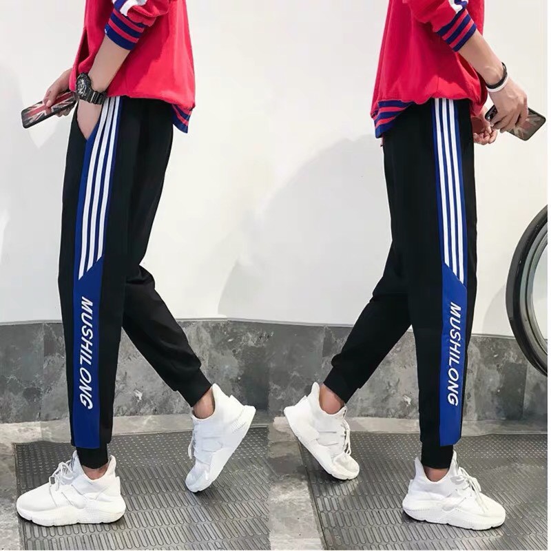 Quần jogger nam phối sọc xanh