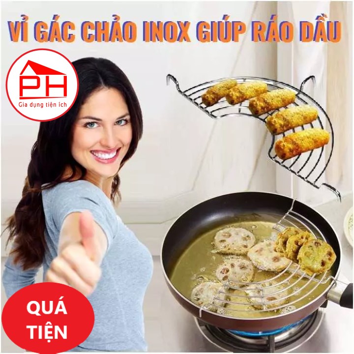 Vỉ gác chảo inox ráo dầu chiên rán  - Gia dụng Phước Hòa