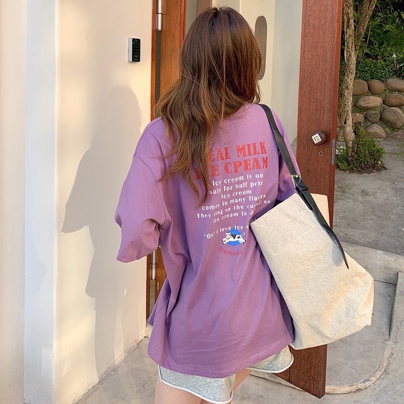 Áo thun phông nam nữ PINK tay lỡ form rộng ICE CREAM Unisex