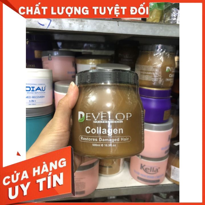 Hấp Dầu DEVELOP Collagen (Chuyên phục hồi tóc khô sơ chẻ ngọn SIÊU MỀM MƯƠT  đặt biệt giữ màu nhuộm) 500ML9chinhs hãng)