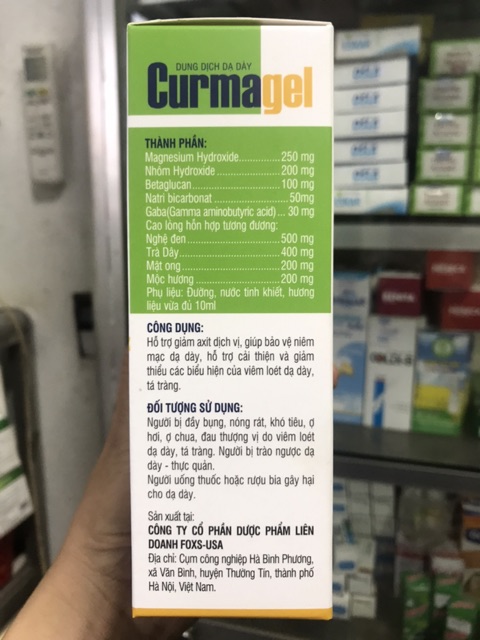 Dung Dịch Dạ Dày Curmagel- giảm nóng rát, khó tiêu đau thượng vị, ợ chua do viêm loét dạ dày, tá tràng