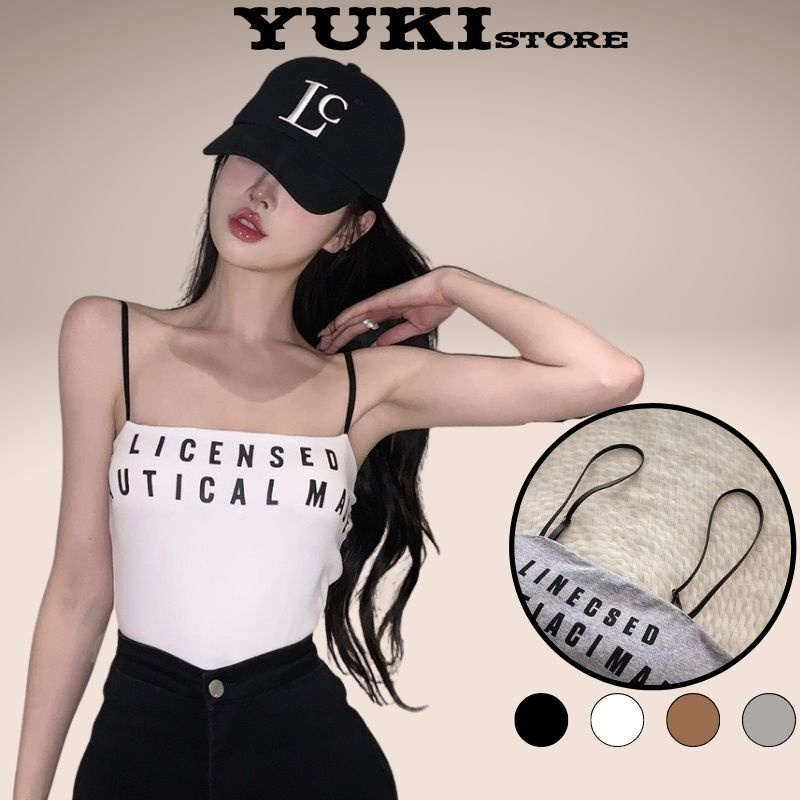 Áo bra 2 dây có đệm ngực dáng croptop chất liệu gân thun co giãn YUKI STORE 307