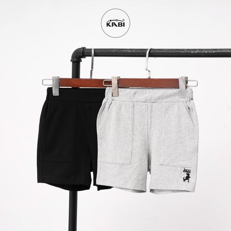 Quần đùi thun bé trai KABI sooc cotton thoáng mát thoải mái cho bé màu trơn thêu họa tiết - BQN003