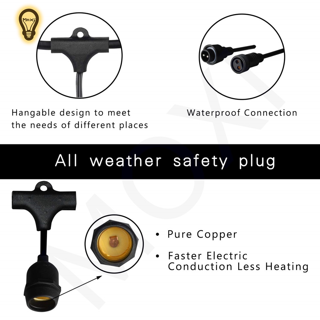 Dây LED 10 đui kèm 10 bóng đèn đổi màu trang trí DECOR ngoài trời , sân vườn chống thấm nước.