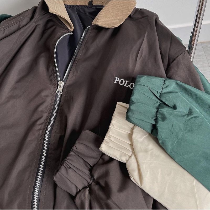 Áo khoác Bomber Jacket unisex vải dù 2 lớp Polo phong cách Ulzzang – Pamée