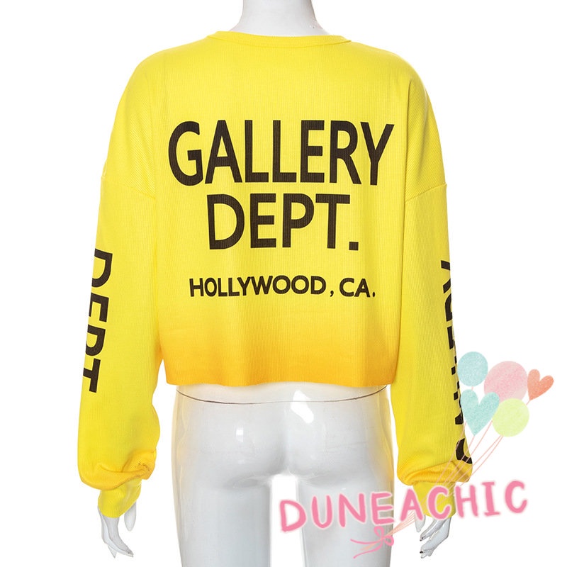 DUNEA Áo Nỉ Dài Tay Cổ Tròn Form Rộng In Chữ Phong Cách Đường Phố