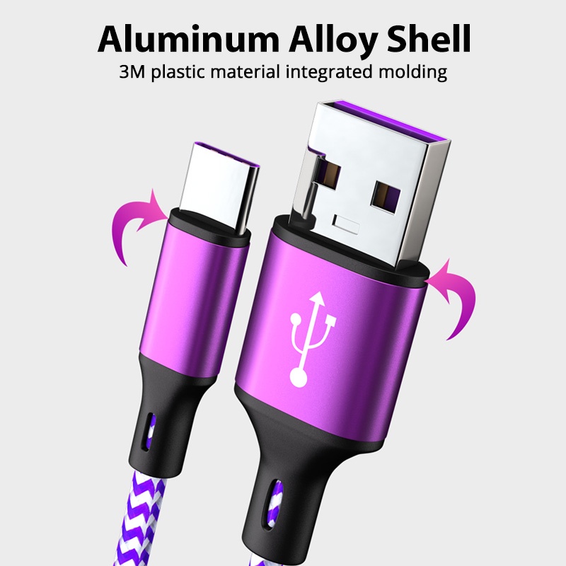Cáp sạc nhanh FONKEN USB type C 5A cho điện thoại Xiaomi Redmi Note 8 9 10 Pro Android