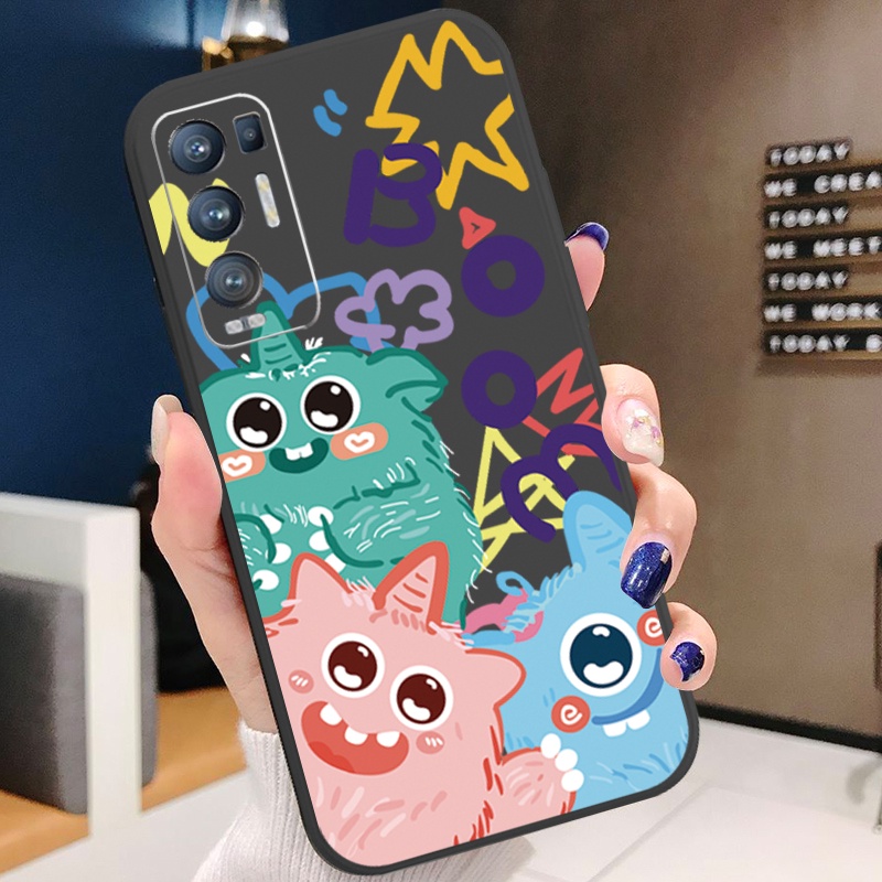 Ốp Điện Thoại Cạnh Vuông In Hình Quái Vật Mini Cho OPPO Reno6 Z 5G Reno 5 Pro 4 3 Reno2 Z F A95 5G A76 A96 4G