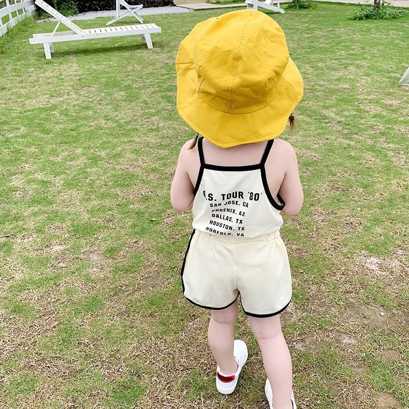 Set Áo Thun Ngắn Tay In Chữ + Quần Short Thiết Kế Mới Thời Trang Mùa Hè Dành Cho Bé Gái