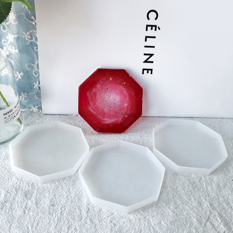 Bộ 4 Khuôn Silicone Làm Đế Lót Ly Hình Bát Giác