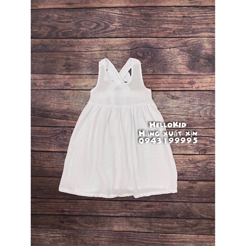 váy cotton đũi nơ trắng