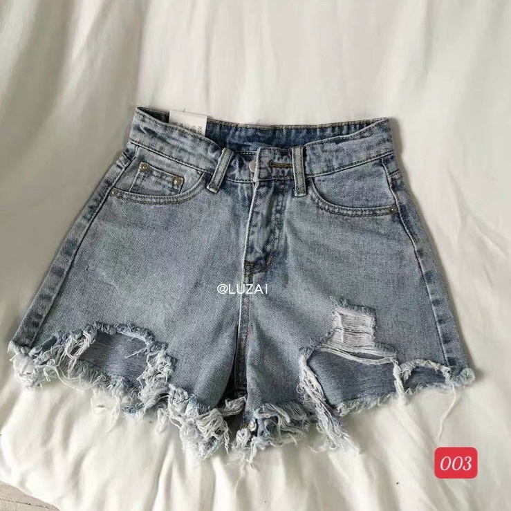 Quần short jean nữ, quần bò nữ ngắn, quần sọt nữ màu xanh lưng cao cá tính phong cách HÀN QUỐC murad_fashion jn003