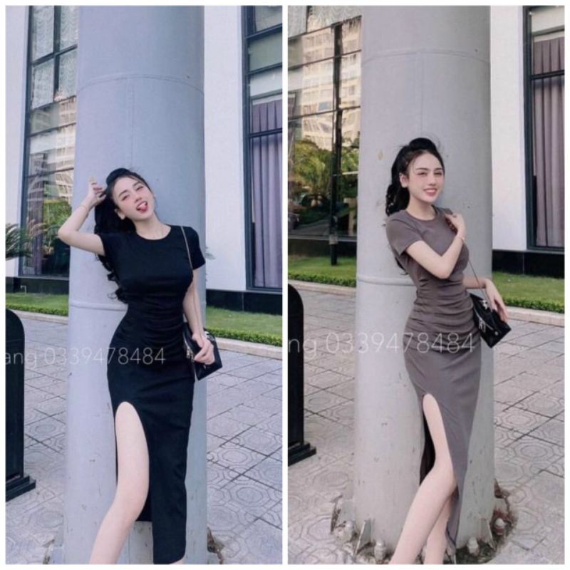 Đầm Thun Borip Ôm Body Tay Ngắn Dáng Dài Maxi Xẻ Tà Siêu Sexy