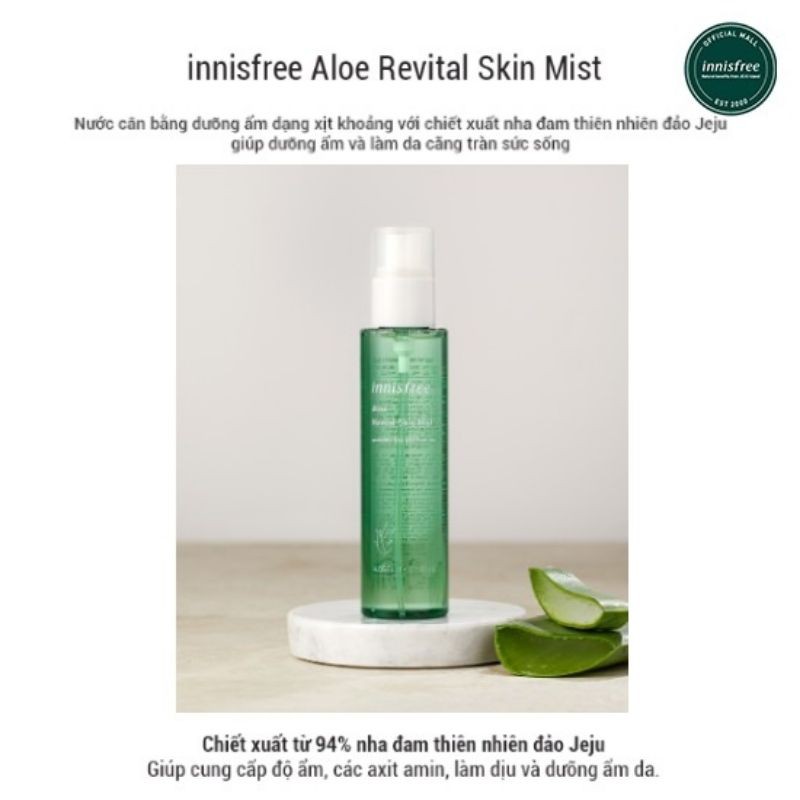 Nước cân bằng dạng xịt từ nha đam tươi innisfree Aloe Revital Skin Mist 120ml