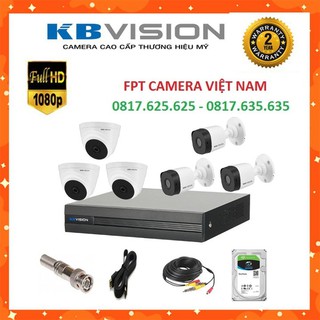 Trọn bộ 6-8 camera kbvision full hd 1080p phụ kiện đầy đủ