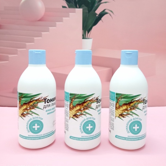 Nước cân bằng da Nước hoa hồng Lô Hội & Nhân Sâm Domashnij Doctor 300ml hàng nội địa nga