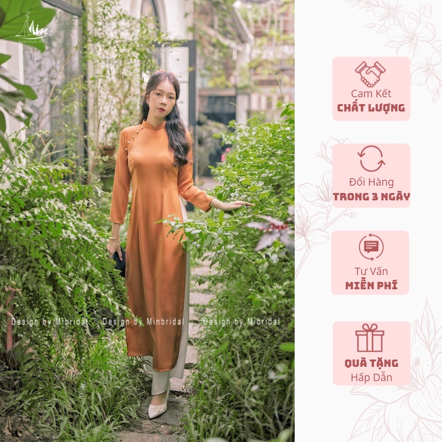 Ao Dài Lụa Tây Thi Dáng Cách Tân Màu Cam-Ao Dài Min | BigBuy360 - bigbuy360.vn