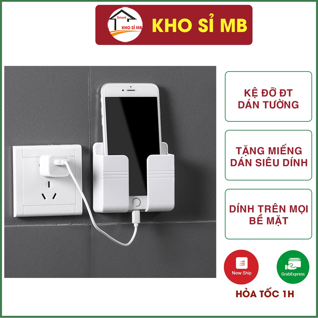 Kệ dán tường để điện thoại,  giá đỡ điện thoại, điều khiển treo tường -TẶNG miếng dán tường siêu dính KHO SỈ MB