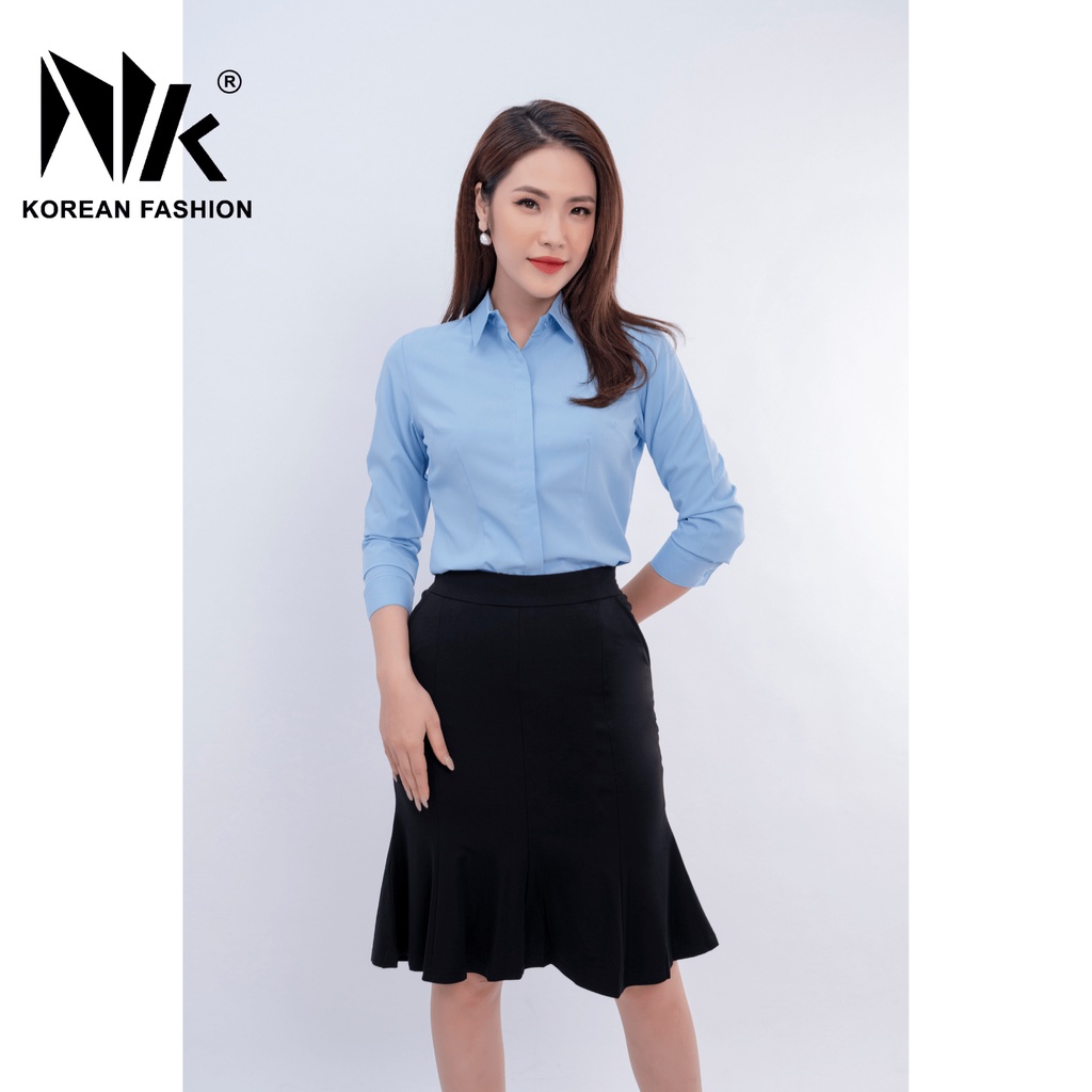 Áo Sơ Mi Nữ Công Sở Cao Cấp Dài Tay NK FASHION, Thiết Kế Đơn Sắc Tối Giản Thanh Lịch NKSM2010011B