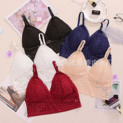 Áo Lót Nữ - Áo Bra ren hoa xanh hai dây croptop quyến rũ_BR032